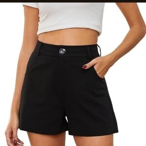 Ginasy Women’s High-Waisted Tailored Dress Shorts - Black, Size Medium